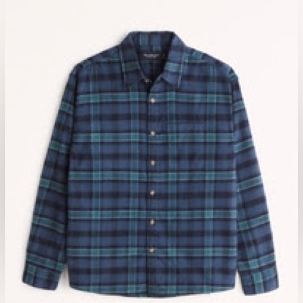 Abercrombie & Fitch 90s Relaxed Flannel Blue Plaid Flannel Shirt Medium